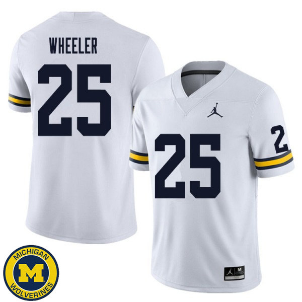 Men University of Michigan #25 Cornell Wheeler White NCAA Football Jersey